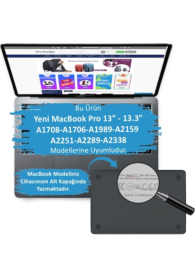 Apple Uyumlu MacBook Pro Kılıf 1706-08 A1989 2159 2251 2289 A2338 Karbon Fiber Siyah
