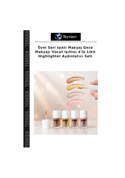 Özel Seri Işıklı Makyaj Gece Makyajı Vücut Işıltısı 4'lü Likit Highlighter Aydınlatıcı Seti Çok Renkli