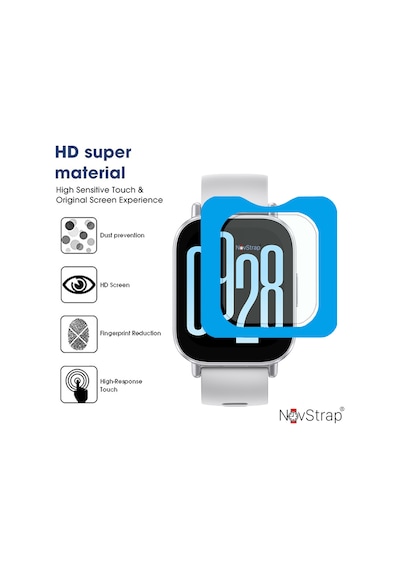 Novstrap Xiaomi Redmi Watch 5 Active İle Uyumlu Ekran Koruyucu Temperli Cam Kolay Uygulama Aparatlı