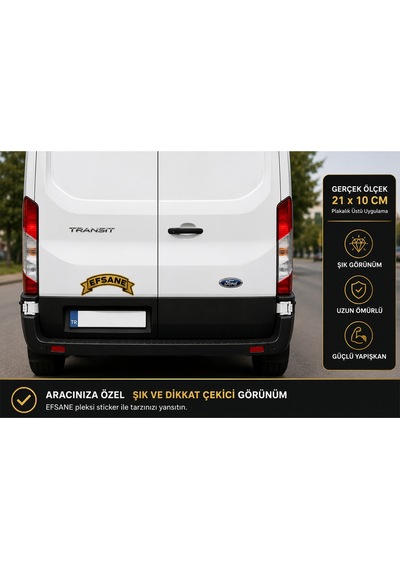 Kendinden Yapışkanlı Pleksi Sticker Ayna Gold Araç Süsü Tır Kamyon Servis Aracı 21x10 Cm