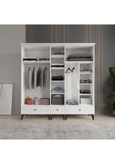 Beenal Nisa 5 Kapaklı Gardırop Dolap 200cm Beyaz - Beyaz