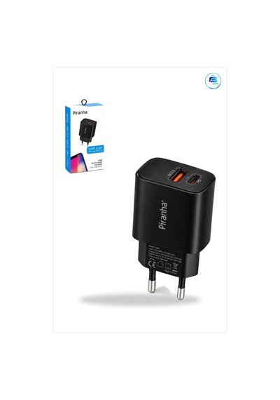 Şarj Aleti 18w 3.0a Hızlı Usb A Ve C Pd Çıkışlı Siyah Ev Tipi Duv