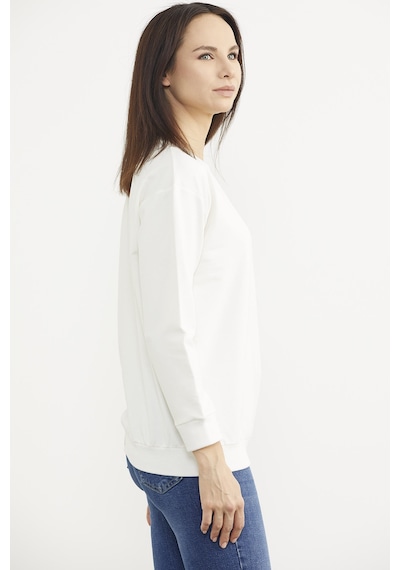 Sıfır Yaka Oversize Sweatshirt - Ekru