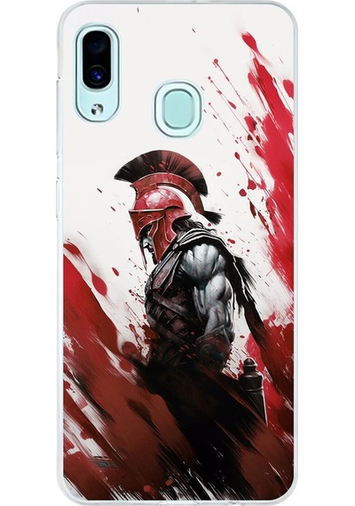 Samsung Galaxy A30 Uyumlu Şeffaf Kılıf Spartan 1 Tasarımlı