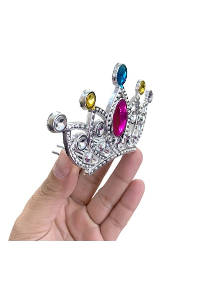 Gümüş Renk Taraklı Model Prenses Kraliçe Tacı 2 No 12x7 Cm 5691 "