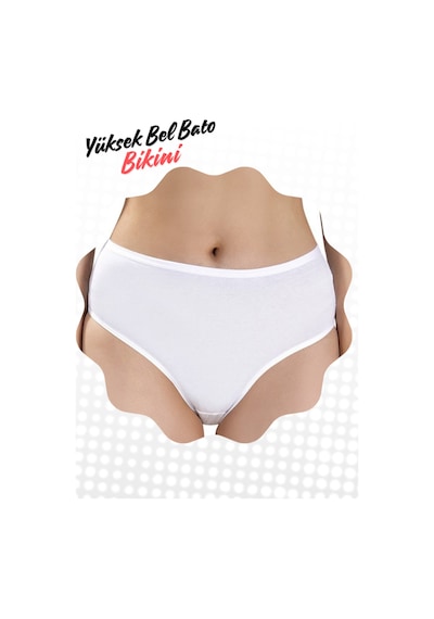 Yüksek Bel Bato Tarzında Bikini 3 Lü Adet Ekonomik Set Ultra Kalitededir Beyaz