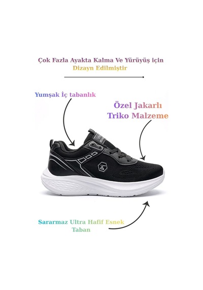 Mcdark 1938 Triko Malzeme Sneaker Ayakkabı Siyah Beyaz