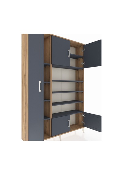 Arges Dolap 10 Raflı 5 Kapaklı 132x30x195 Çam-antrasit/antrasit Çam Arges Dolap 10 Raflı 5 Kapaklı 132x30x195 Çam-antrasit/antrasit Çam