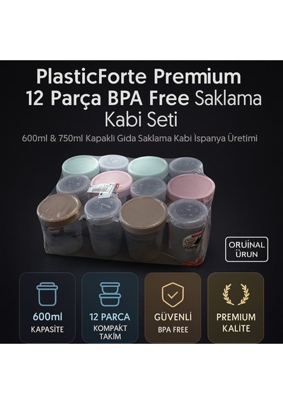 Plasticforte Premium 12 Parça Bpa Free Saklama Kabı Seti 600ml & 750ml Kapaklı Gıda Saklama Kabı İspanya Üretimi Çok Renkli Plasticforte Premium 12 Parça Bpa Free Saklama Kabı Seti 600ml & 750ml Kapaklı Gıda Saklama Kabı İspanya Üretimi Çok Renkli