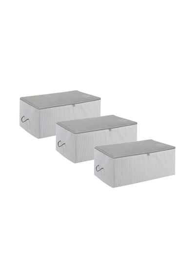 Ocean Home Textile 3'lü Orta Boy Gri Çizgili Stuff & Things Hurç Set 52 X 28 X 21 Cm Gri