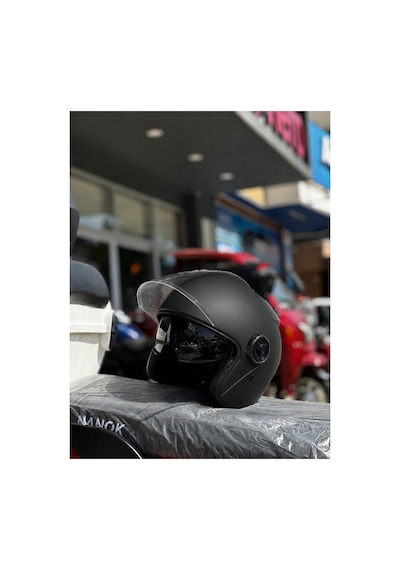 Güneş Vizörlü Kask - Telefon Tutucu Ve Buff  Siyah