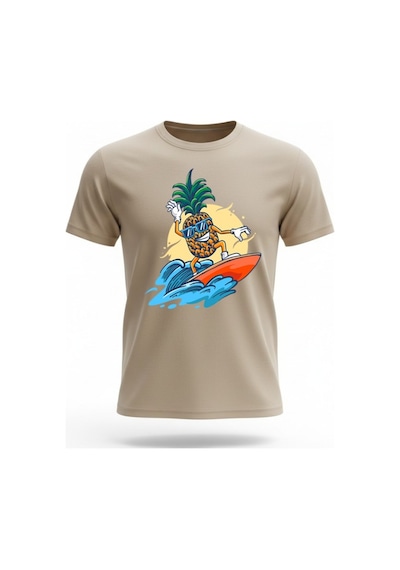 Urbantrendstore Unisex Tatil Sörf Oversize Fit Rahat Geniş Salaş T-shirt Günlük Tişört Bej