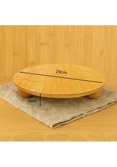 Top Ayaklı Yuvarlak Sunumluk Bambu Sunum Tahtası 24 Cm