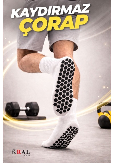 Kral Socks Silikon Tabanlı Kaydırmaz Taban Altı Havlu Terletmez 2 Çift Pamuklu Dikişsiz Soket Spor Çorabı Asorti