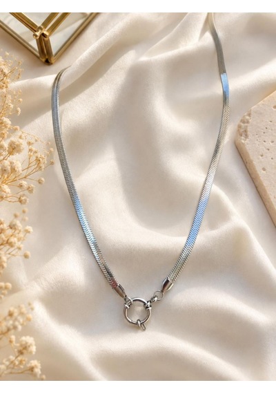 Cm Jewelry Çelik İtalyan Zincir Gümüş Renk Uzun Kolye