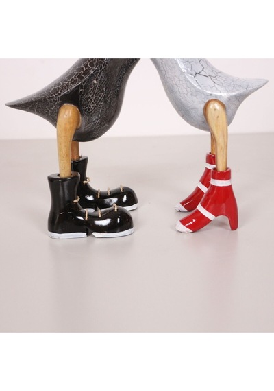 Aşık Ördekler El Oyması Teak Gövde 29x30x11 Cm