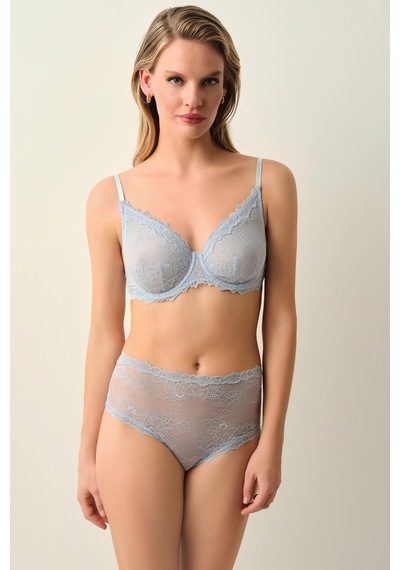 Suwen Cosmopolitan Yüksek Bel Dantelli Slip Külot St4453601a015 Mavi