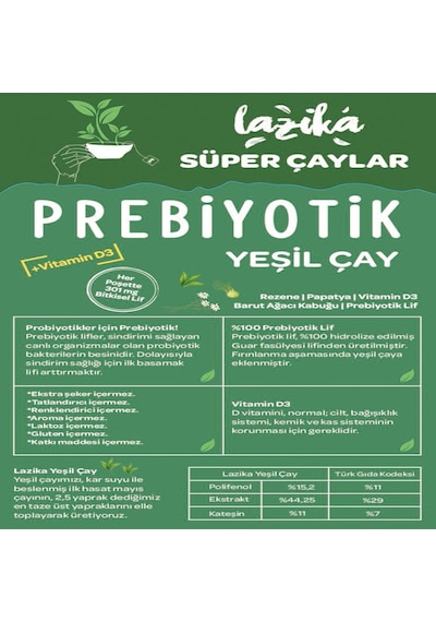 Lazika Prebiyotik Piramit Poşet Yeşil Çay 18 Poşet