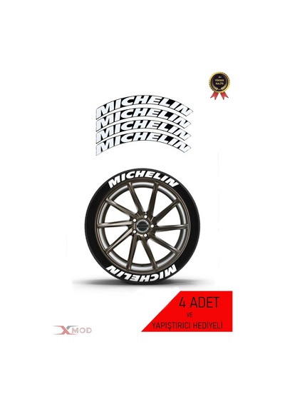 Lastik Yazısı Micheliin Oto Motosiklet Lastik Yazisi 4 Adet A+ Kalite Yapıştırıcılı