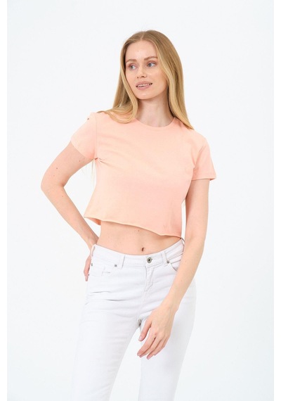 Kadın Kısa Kollu Oversize Crop Çok Renkli