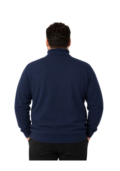 Battalmoda Erkek Büyük Beden Koyu İndigo Tam Balıkçı Pamuklu Kazak 3xl-4xl-5xl-6xl Koyu Indigo