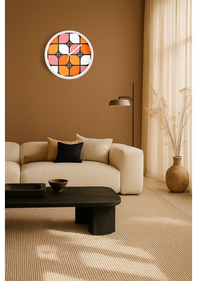 Soyut - Geometrik Temalı Modern Duvar Saati - 30cm - Önü Camlı Beyaz Kasa - Sessiz Mekanizma-jh0172 Beyaz