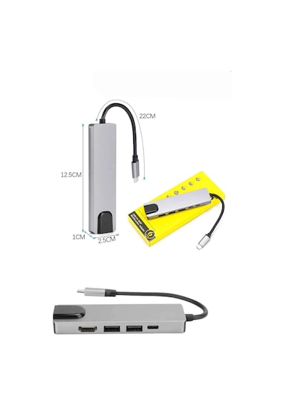 Epilons Usb Type-c Hub Dönüştürücü Çevirici Çoklayıcı Apple Uyumlu MacBook Çevirici 8 Portlu