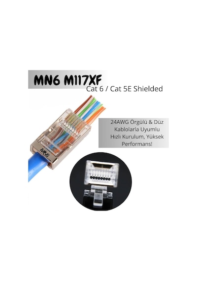 M117xf Cat6 Jack/90adet-metal Ez/yeni Nesil Rj45 Cat6-8p/8c Açık Uçlu/cat6 Konnektör Cat6 Meta Standart