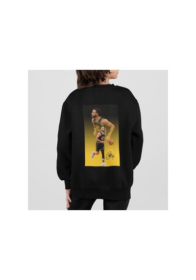 Stil X Stephen Curry Baskılı Bisiklet Yaka Çocuk Tshirt Siyah-7