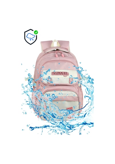 Lisanslı Twill Kumaş Logo Kapaklı Pembe Okul Sırt Çantası,termal Beslenme Çantası Ve Kalemlik