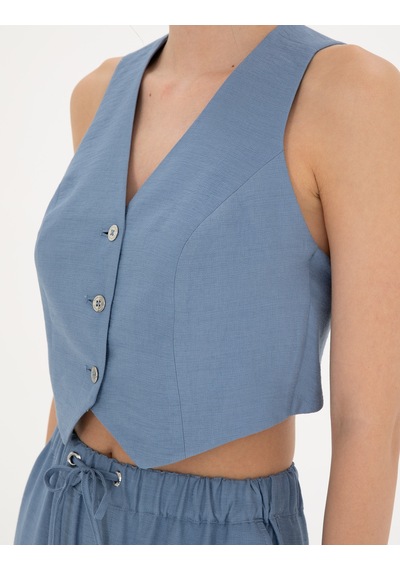 Pierre Cardin Kadın İndigo Yelek Dokuma 50288563-vr028 Indigo