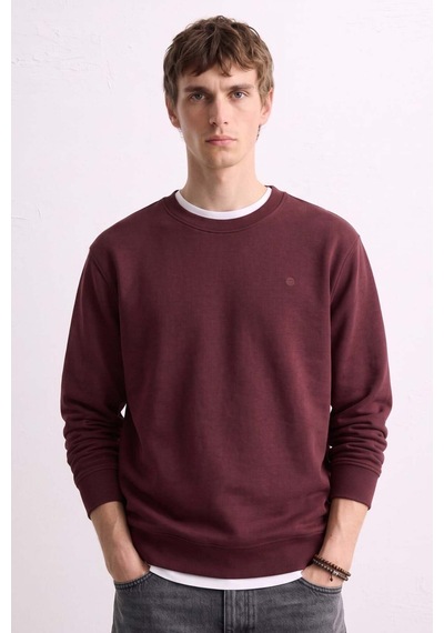 Barrels And Oıl Erkek Göğüs Baskı Detaylı Uzun Kollu Sweatshirt - Bordo Bordo