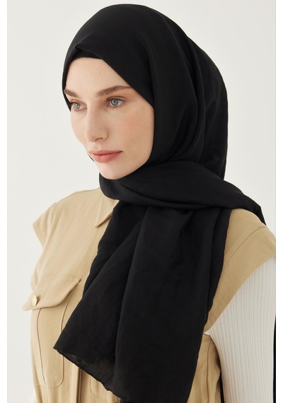 Mirsoy Scarf Düz Pamuk Şal - Siyah Siyah
