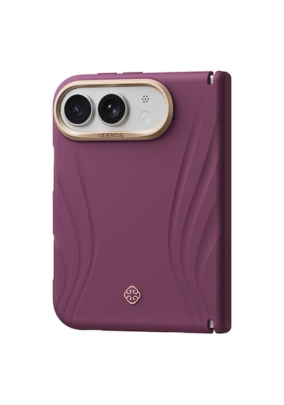 İphone Duo Uyumlu Kılıf M-safe Şarj Özellikli Çizgili Logolu Udemos Freedom Serisi Kapak Bordo