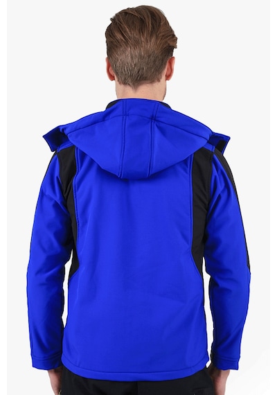 Owl Çift Renkli Kapüşonlu Softshell Mont Saks Mavi - Siyah