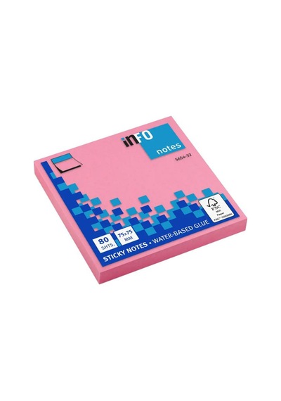 İnfo Notes 75x75 Mm Yapışkanlı Not Kağıdı Parlak Pembe 80y