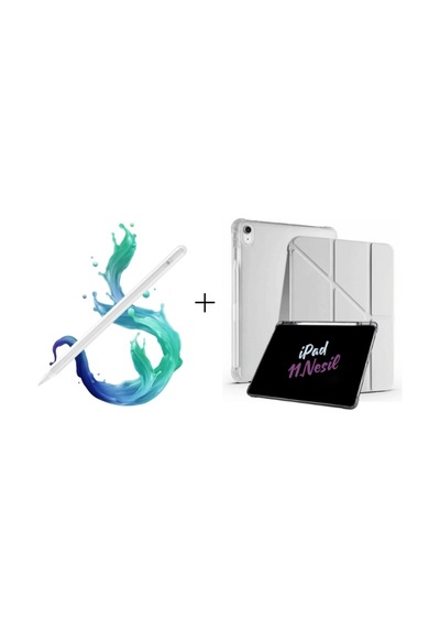 Apple Uyumlu iPad A16 11. Nesil A16 2025 Tri Folding Tablet Kılıfı + Avuç İçi Algılamayan Tablet Kalemi Tablet Kılıfı