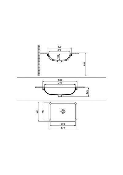 Quarter Bath Tezgah Altı Lavabo 55x39 Cm Kare Gömme Lavabo Parlak Beyaz Seramik 70sp25053