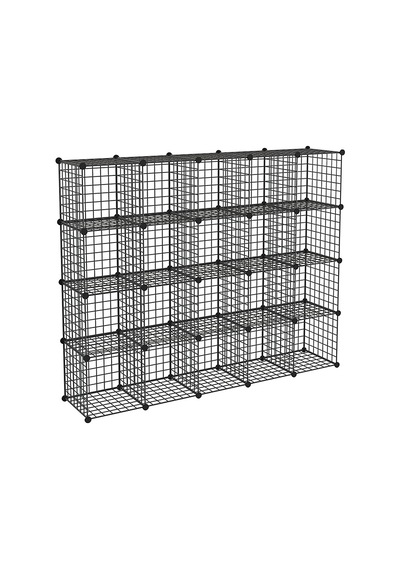 20 Bölmeli Çok Amaçlı Metal Tel Dolap Organizer Siyah