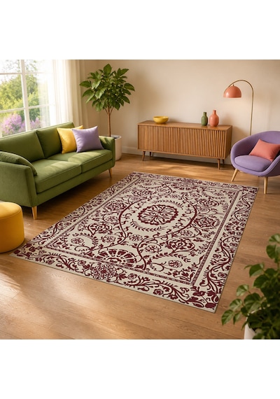 Kartela Halı Veso Halı Kaymaz Taban Makinede Yıkanabilir Halı Bordo - 60 X 90 Cm