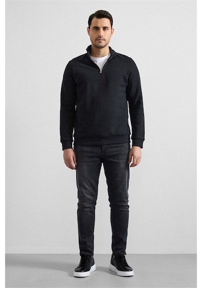Süvari Siyah Regular Düz Yarım Balıkçı Yaka Sweatshirt Ssw2013700001-s09 Siyah