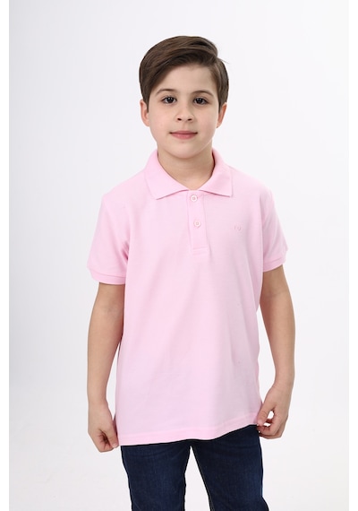 Toontoy Kids Toontoy Unisex Polo Yaka Düğmeli Uzun Kısa Tişört Açık Pembe