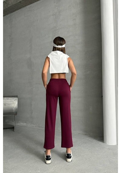 Neşeli Butik Kadın Likralı Modal Kumaş Çımalı Binici Pantolon Nbg064 Bordo