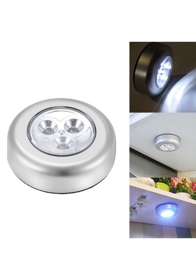 Lunaev Kablosuz Spot Pilli Dokunmatik Led Lamba 3 Ledli Dolap Lambası .