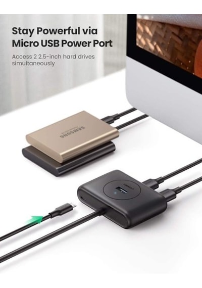 Ugreen 20290 4 Portlu Usb 3.0 Çoklayıcı Hub. Siyah. 50Cm