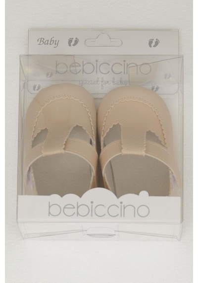 Bebiccino Kız Bebek Patik Ayakkabı Cırtlı 18-19 Numara, Bej