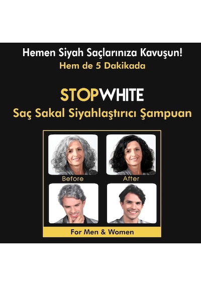 Stop Whıte Saç Sakal Siyahlaştırıcı Şampuan Seti 400 Ml X 2 Set