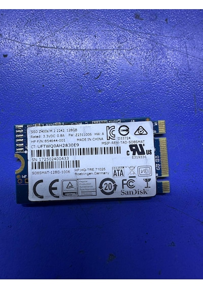 Sandısk Ssd Z400s 128gb 600mbps/440mbps Sd8smat-128g Ssd M2 Sata 2242 854644-001 1