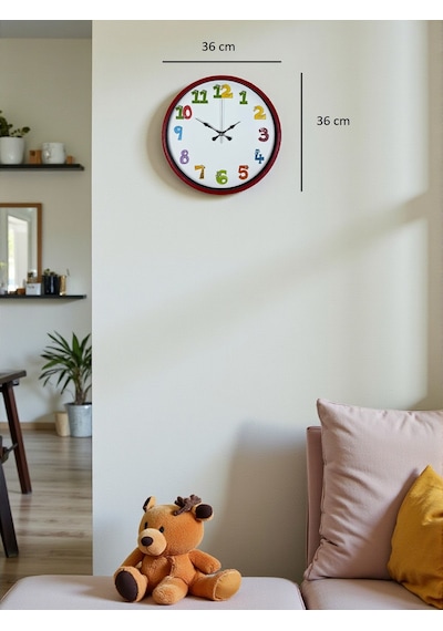 36 Cm Kırmızı Çocuk Odası Duvar Saati Diğer 64442764