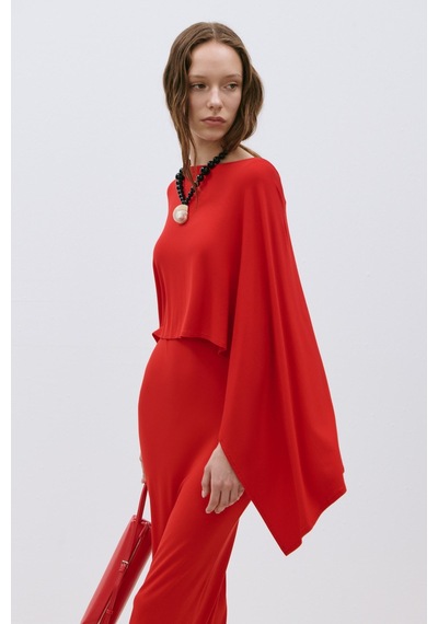 Suud Collection Kırmızı Rae Penye Pelerin
